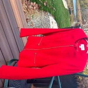 Calvin Klein blazer- Sharp red with gold accents (zippers)